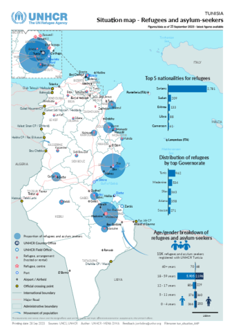 Tunisia Operational Map Global Focus   19734 UNHCR Tunisia Situation Map 25 Septembre 2023 